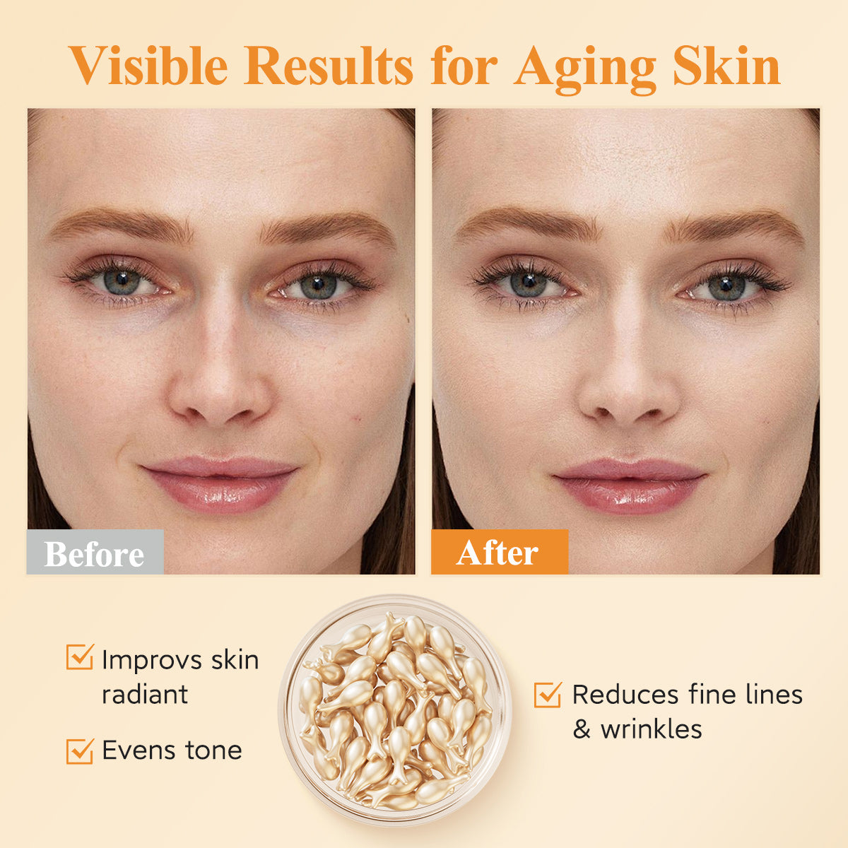 HKH Suero Super Vitamina C para la Cara - Cápsulas de Suero Facial Antienvejecimiento con Vitamina E y Niacinamida - Suero de Vit C para Mujeres - Hidratante y Uniforme en el Tono de Piel - Amigable para Viajes (38 Cápsulas)