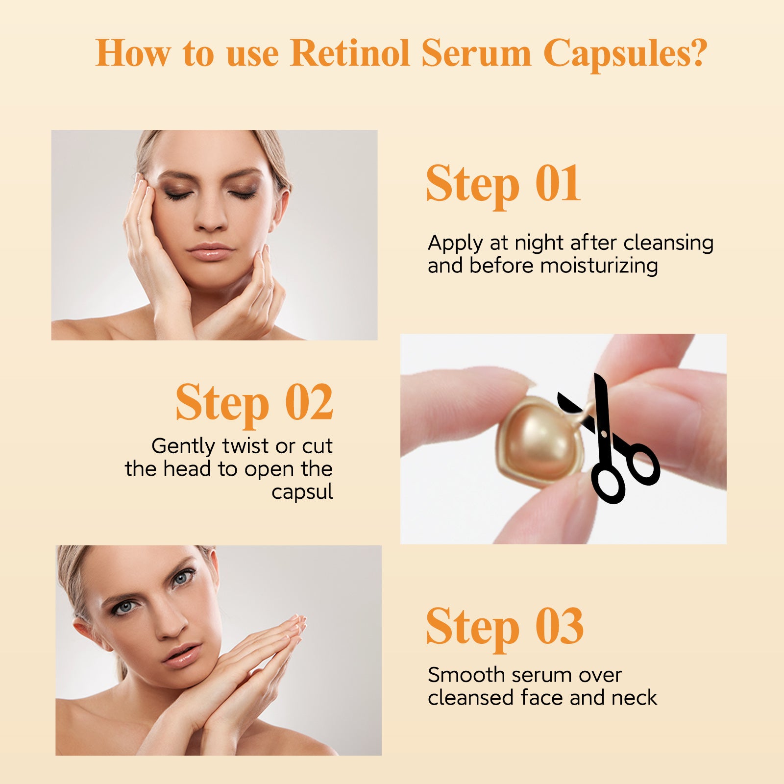 HKH Retinol + HPR Serum for Face - Anti-Aging Wrinkle Skincare Night Retinol Capsules - Peptide Serum for Women - Skincare Fine Lines & Tighten Sagging Skin - Fragrance & Alcohol-Free & Non-Greasy