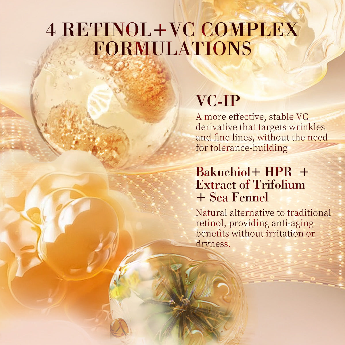 Cápsulas de Suero de Retinol Bakuchiol HKH: 30 Dosis Única de Suero Antienvejecimiento para Arrugas con HPR y Vitamina C para Mujeres de 25 a 55 Años - Mejora Arrugas y Manchas Oscuras - Reafirmante, Suavizante e Hidratante - Amigable para Viajes